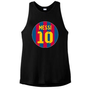 Messi Number 10 Retired Soccer Jersey Ladies PosiCharge Tri-Blend Wicking Tank