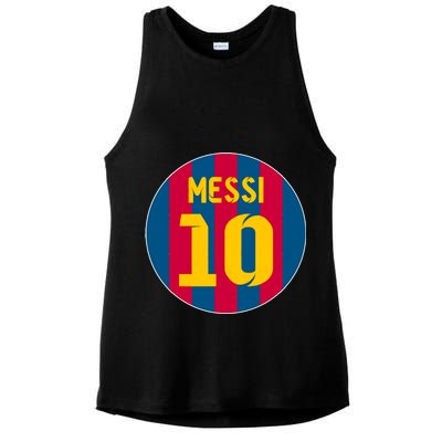 Messi Number 10 Retired Soccer Jersey Ladies PosiCharge Tri-Blend Wicking Tank