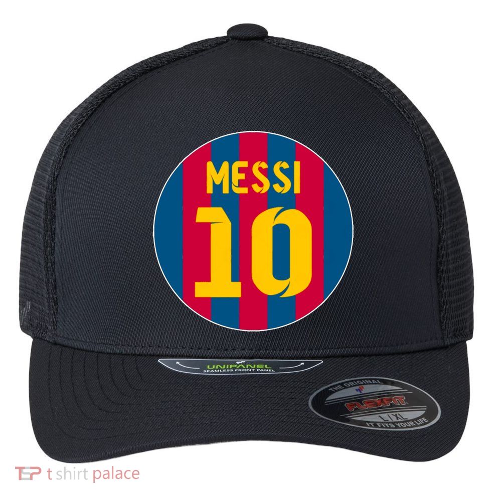 Messi Number 10 Retired Soccer Jersey Flexfit Unipanel Trucker Cap