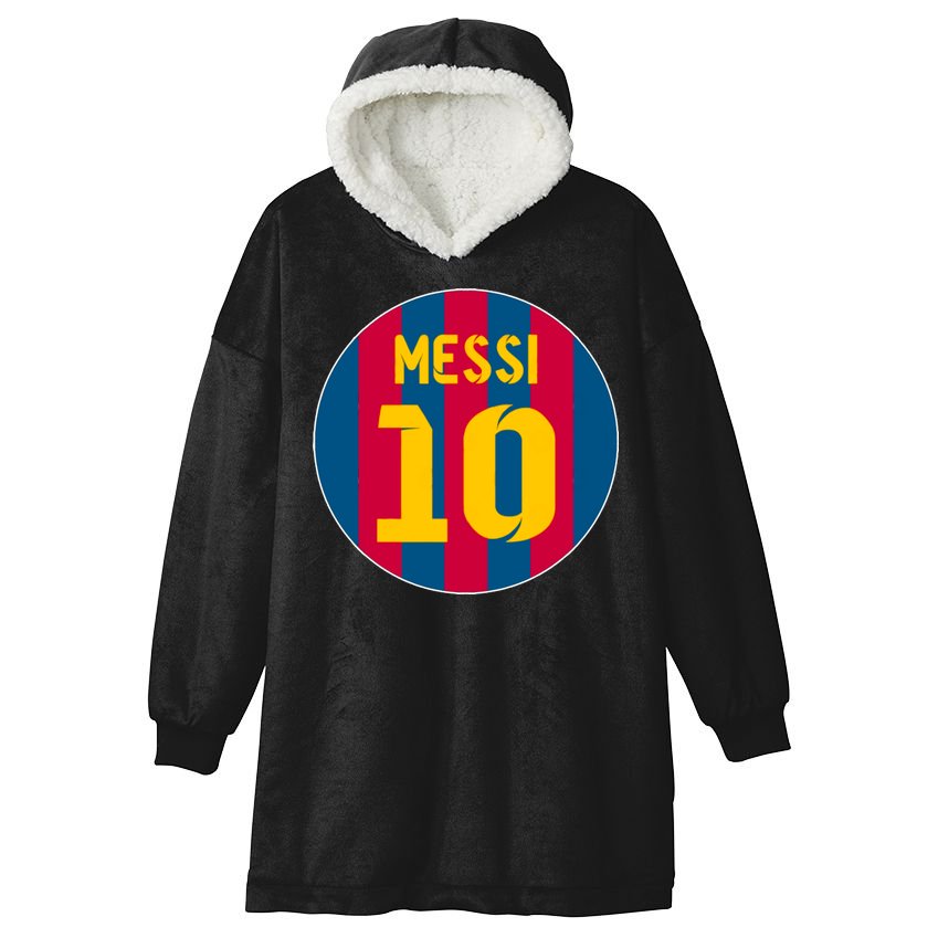 Messi Number 10 Retired Soccer Jersey Hooded Wearable Blanket