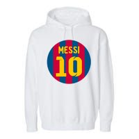 Messi Number 10 Retired Soccer Jersey Garment-Dyed Fleece Hoodie
