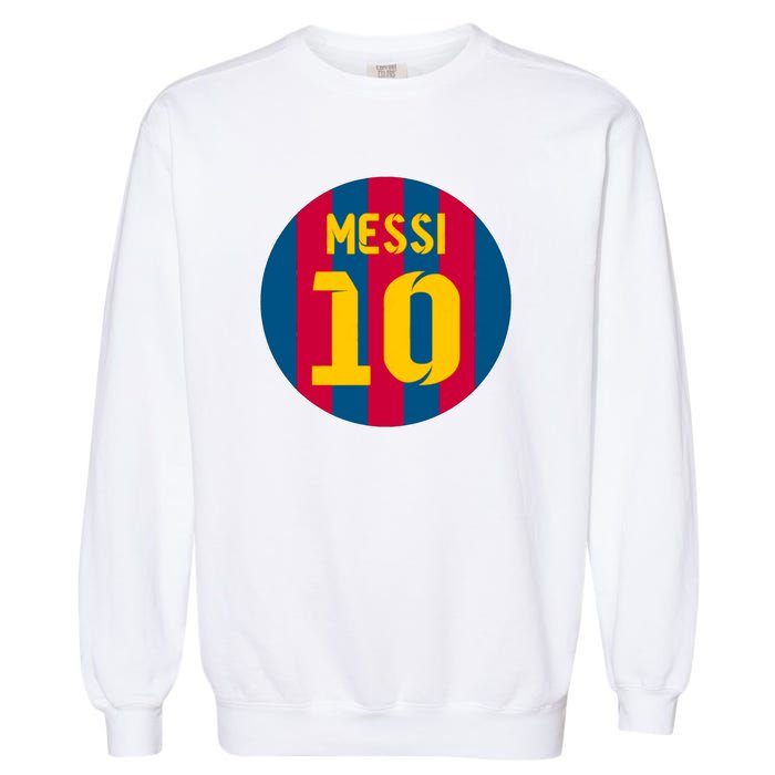 Messi Number 10 Retired Soccer Jersey Garment-Dyed Sweatshirt