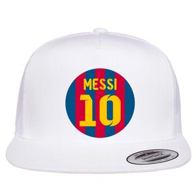 Messi Number 10 Retired Soccer Jersey Flat Bill Trucker Hat