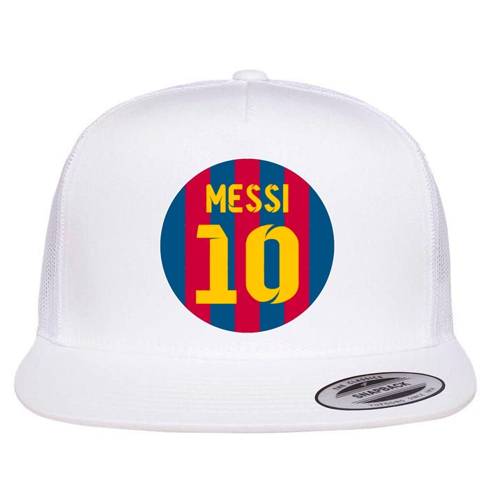 Messi Number 10 Retired Soccer Jersey Flat Bill Trucker Hat