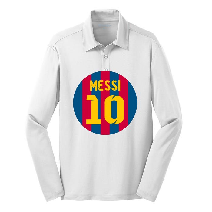 Messi Number 10 Retired Soccer Jersey Silk Touch Performance Long Sleeve Polo