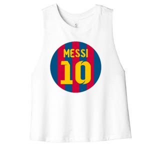 Messi Number 10 Retired Soccer Jersey Women's Racerback Cropped Tank