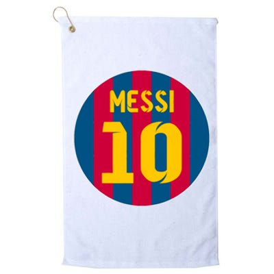 Messi Number 10 Retired Soccer Jersey Platinum Collection Golf Towel