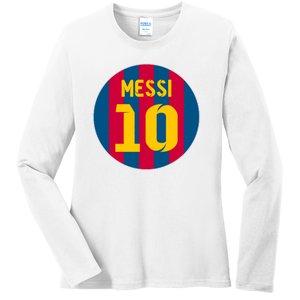 Messi Number 10 Retired Soccer Jersey Ladies Long Sleeve Shirt