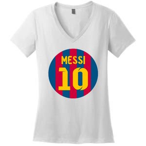 Messi Number 10 Retired Soccer Jersey Women's V-Neck T-Shirt