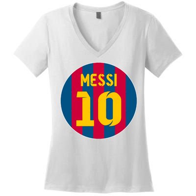 Messi Number 10 Retired Soccer Jersey Women's V-Neck T-Shirt