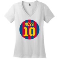 Messi Number 10 Retired Soccer Jersey Women's V-Neck T-Shirt