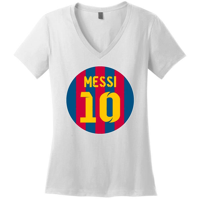 Messi Number 10 Retired Soccer Jersey Women's V-Neck T-Shirt