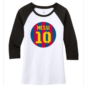 Messi Number 10 Retired Soccer Jersey Women's Tri-Blend 3/4-Sleeve Raglan Shirt