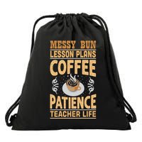 Messy Bun Lesson Plans Funny Teacher Drawstring Bag