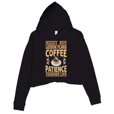 Messy Bun Lesson Plans Funny Teacher Crop Fleece Hoodie