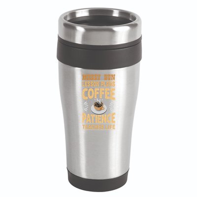 Messy Bun Lesson Plans Funny Teacher 16oz Travel Tumbler