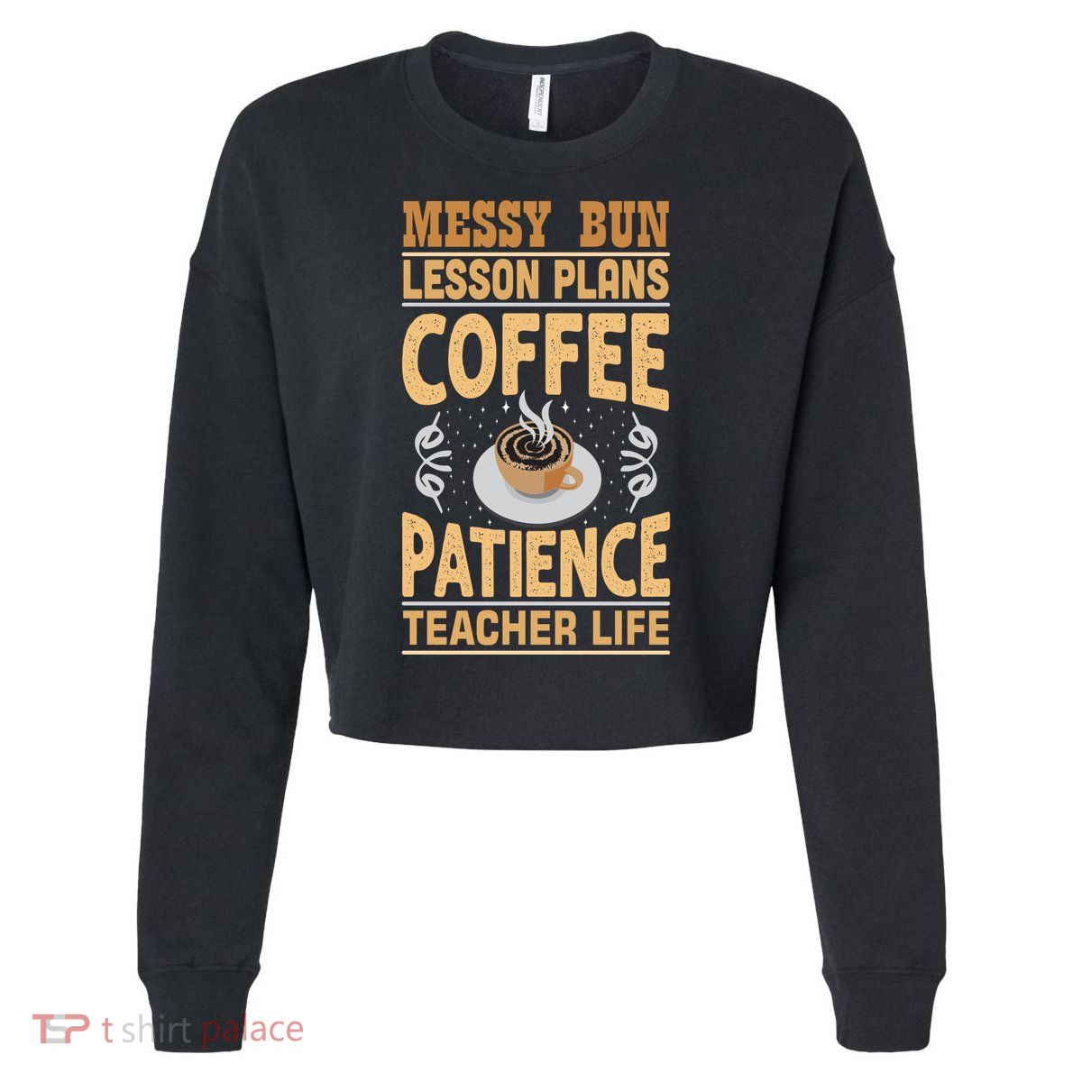 Messy Bun Lesson Plans Funny Teacher Cropped Pullover Crew