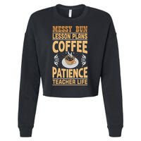 Messy Bun Lesson Plans Funny Teacher Cropped Pullover Crew