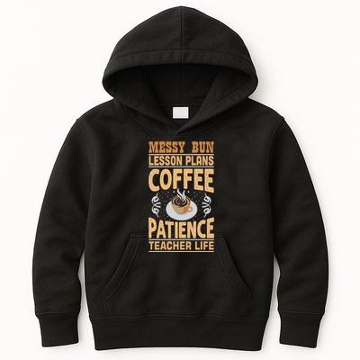 Messy Bun Lesson Plans Funny Teacher Kids Hoodie