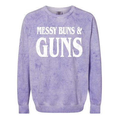 Messy Buns And Guns Colorblast Crewneck Sweatshirt