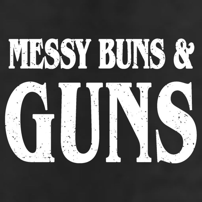 Messy Buns And Guns 7 Panel Mesh Trucker Snapback Hat