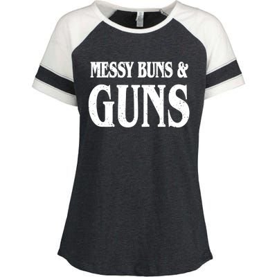 Messy Buns And Guns Enza Ladies Jersey Colorblock Tee