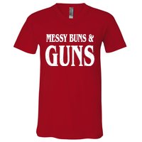 Messy Buns And Guns V-Neck T-Shirt