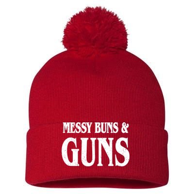 Messy Buns And Guns Pom Pom 12in Knit Beanie