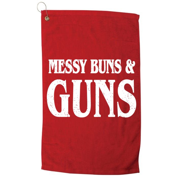 Messy Buns And Guns Golf Towel