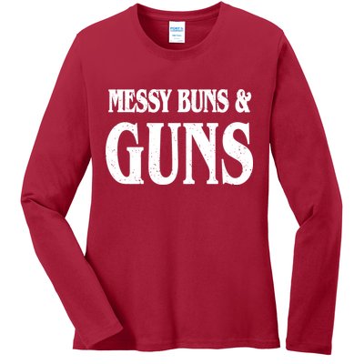 Messy Buns And Guns Ladies Long Sleeve Shirt