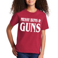 Messy Buns And Guns Kids T-Shirt
