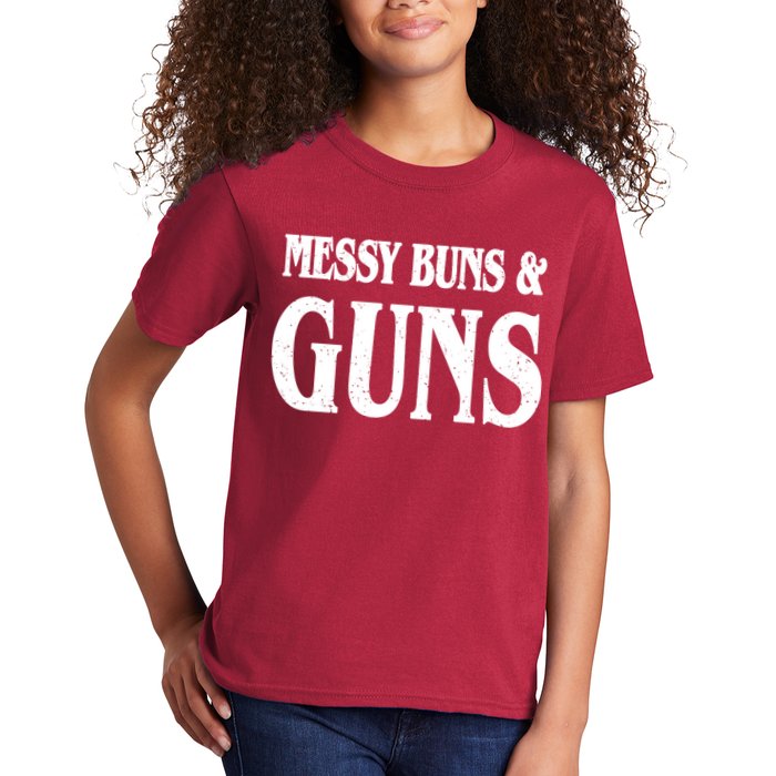 Messy Buns And Guns Kids T-Shirt