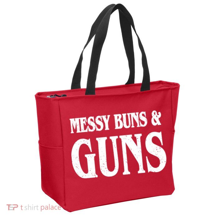Messy Buns And Guns Zip Tote Bag