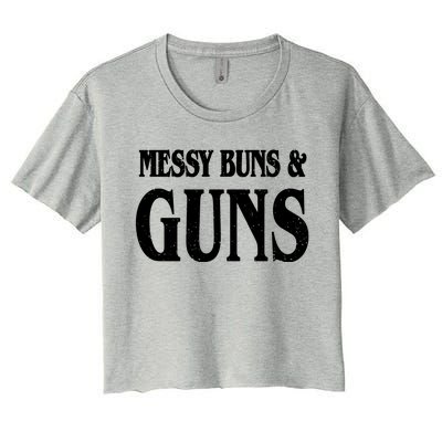 Messy Buns And Guns Women's Crop Top Tee