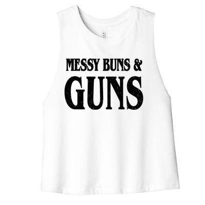 Messy Buns And Guns Women's Racerback Cropped Tank