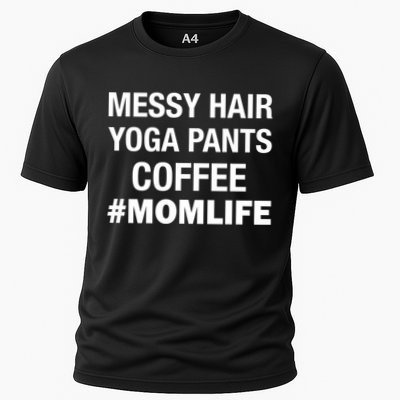 Messy Hair Yoga Pants Mom Life #Momlife Performance Shirt