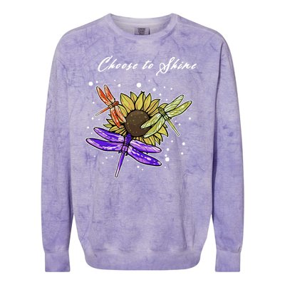 Metal Health Awareness Sunflower Dragonfly's Colorblast Crewneck Sweatshirt