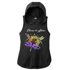 Metal Health Awareness Sunflower Dragonfly's Ladies PosiCharge Tri-Blend Wicking Draft Hoodie Tank