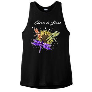 Metal Health Awareness Sunflower Dragonfly's Ladies PosiCharge Tri-Blend Wicking Tank