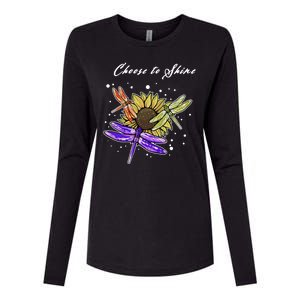 Metal Health Awareness Sunflower Dragonfly's Womens Cotton Relaxed Long Sleeve T-Shirt