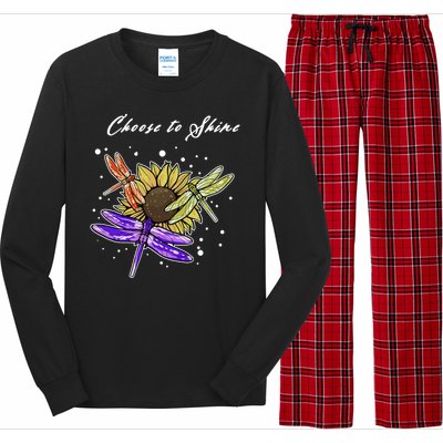 Metal Health Awareness Sunflower Dragonfly's Long Sleeve Pajama Set