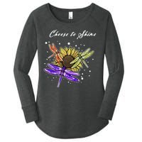 Metal Health Awareness Sunflower Dragonfly's Women's Perfect Tri Tunic Long Sleeve Shirt