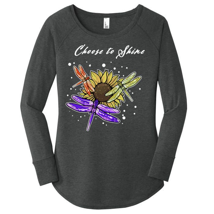 Metal Health Awareness Sunflower Dragonfly's Women's Perfect Tri Tunic Long Sleeve Shirt