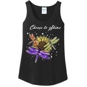 Metal Health Awareness Sunflower Dragonfly's Ladies Essential Tank