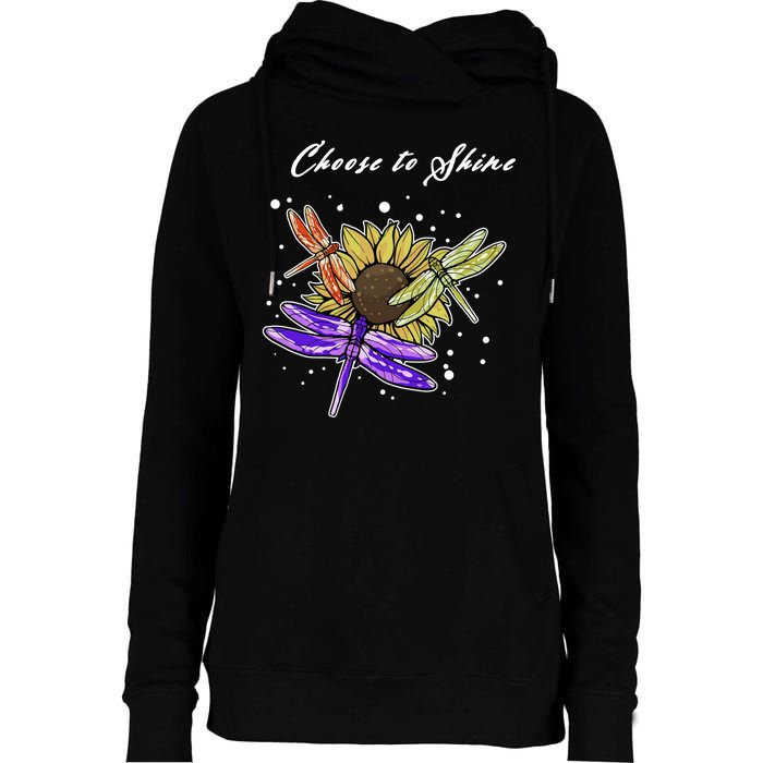 Metal Health Awareness Sunflower Dragonfly's Womens Funnel Neck Pullover Hood