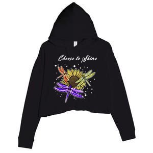 Metal Health Awareness Sunflower Dragonfly's Crop Fleece Hoodie