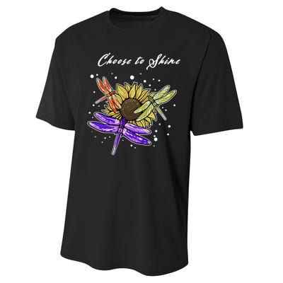 Metal Health Awareness Sunflower Dragonfly's Performance Sprint T-Shirt