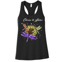 Metal Health Awareness Sunflower Dragonfly's Women's Racerback Tank