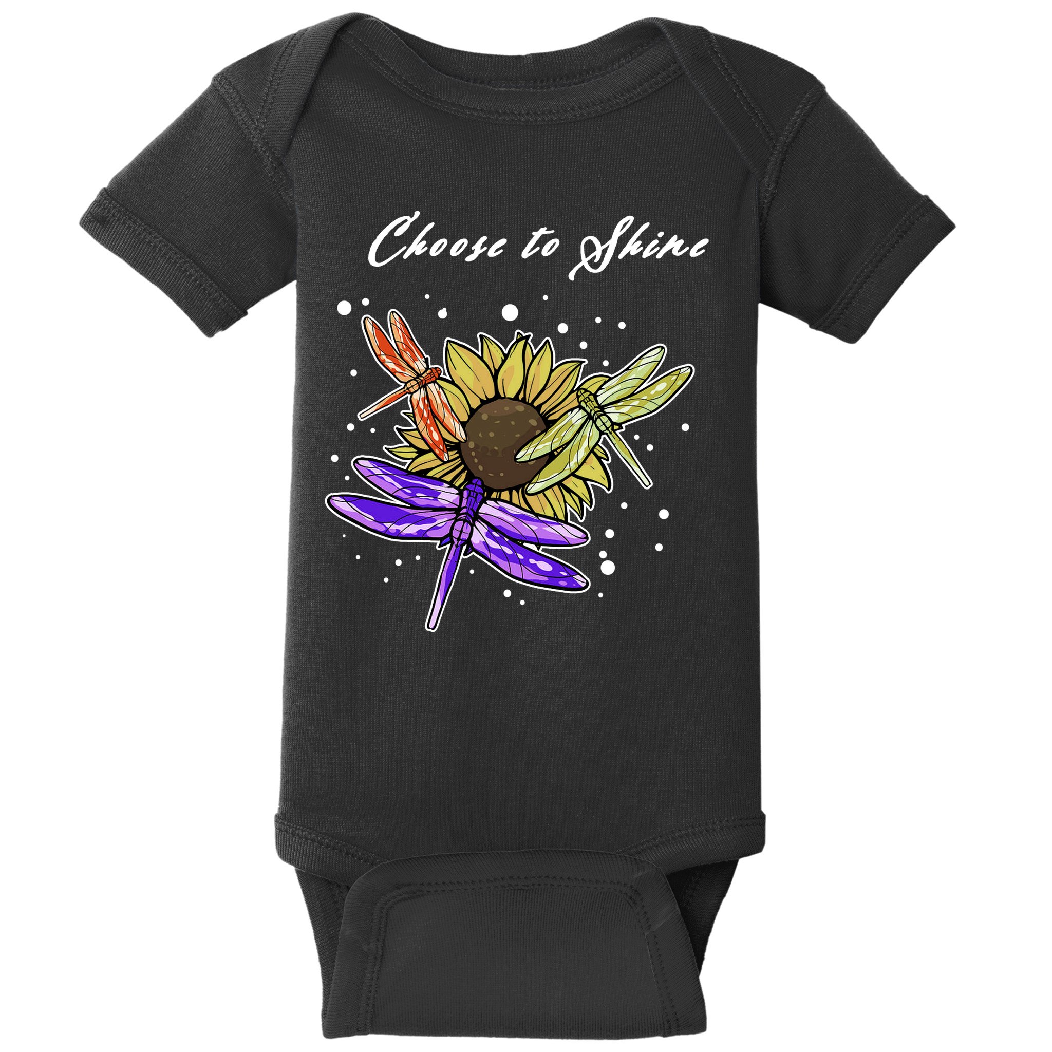 Metal Health Awareness Sunflower Dragonfly's Baby Bodysuit