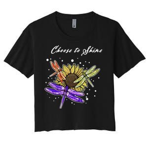 Metal Health Awareness Sunflower Dragonfly's Women's Crop Top Tee